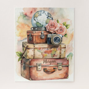 Puzzle Ilustracion de viaje de vintage personalizado