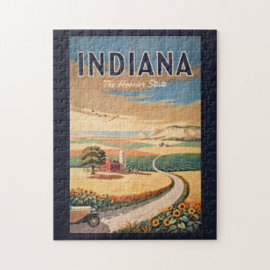 Puzzle Ilustración de viaje del campo de Indiana Arte ret