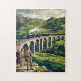Puzzle Ilustración de viaje vintage de las Highlands esco