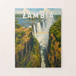 Puzzle Ilustración de viaje vintage de Zambia