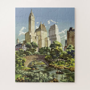 Puzzle Ilustracion de Viajes de Arte Vintage en Nueva Yor