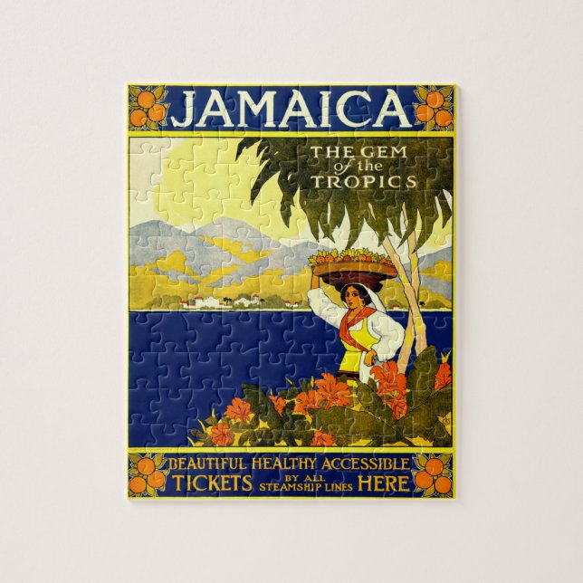 Puzzle Ilustracion de Viajes de Jamaica Vintage (Vertical)