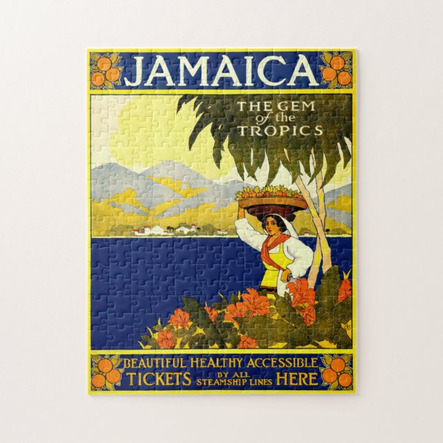 Puzzle Ilustracion de Viajes de Jamaica Vintage (Vertical)
