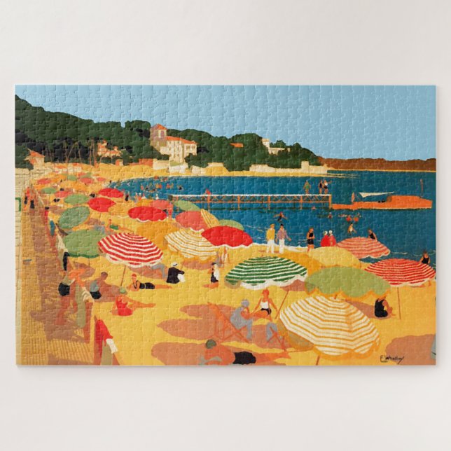 Puzzle Ilustracion de Viajes de Playa Riviera Francesa Vi (Horizontal)