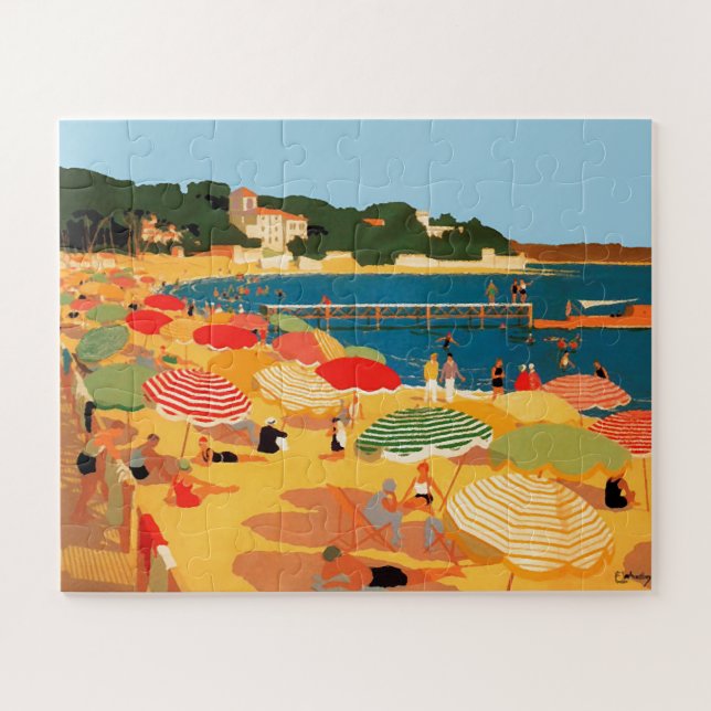 Puzzle Ilustracion de Viajes de Playa Riviera Francesa Vi (Horizontal)