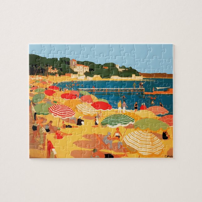 Puzzle Ilustracion de Viajes de Playa Riviera Francesa Vi (Horizontal)