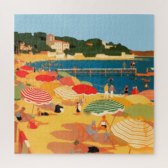 Puzzle Ilustracion de Viajes de Playa Riviera Francesa Vi (Vertical)