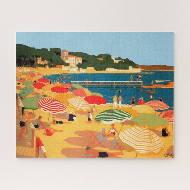 Puzzle Ilustracion de Viajes de Playa Riviera Francesa Vi (Horizontal)