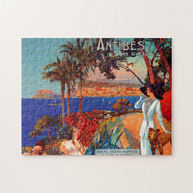 Puzzle Ilustracion de Viajes Vintage Antibes Cote D'Azur (Horizontal)