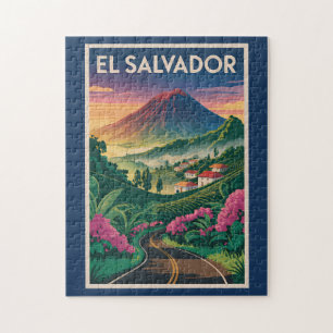 Puzzle Ilustración de Volcán de El Salvador Arte de Viaje