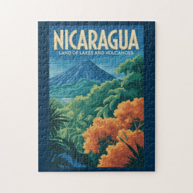 Puzzle Ilustración de Volcán de Nicaragua Arte de Viaje V (Vertical)