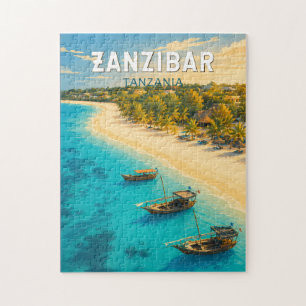 Puzzle Ilustración de Zanzíbar Tanzania Arte de Viaje Vin
