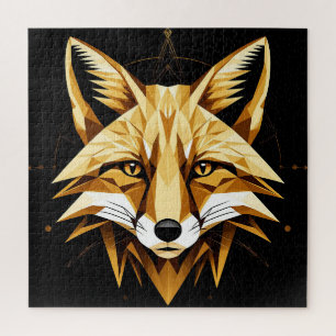 Puzzle Ilustración de zorro geométrico con tonos dorados
