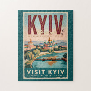 Puzzle Ilustración del horizonte de Kiev Ucrania Arte de 