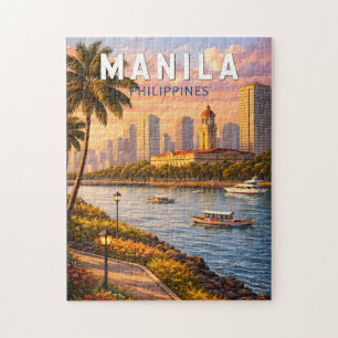 Puzzle Ilustración del horizonte de Manila Filipinas Arte