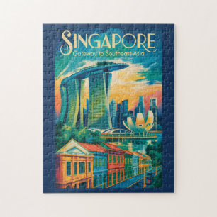 Puzzle Ilustración del horizonte de Singapur Arte de viaj