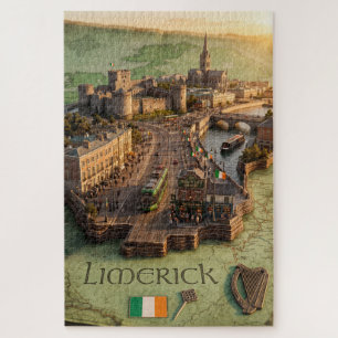 Puzzle Ilustración del mapa 3D de Limerick Irlanda 1014 p