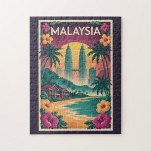 Puzzle Ilustración del paisaje de Malasia Arte de viaje v