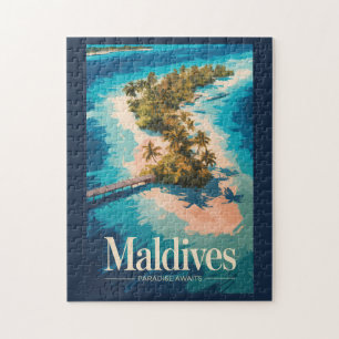 Puzzle Ilustración del paisaje de Maldivas Arte de viaje 