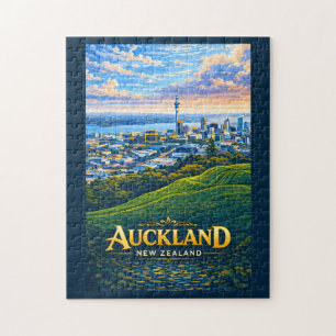 Puzzle Ilustración del paisaje urbano de Auckland Nueva Z