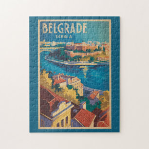 Puzzle Ilustración del río de Belgrado Serbia Arte de via