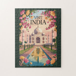 Puzzle Ilustración del Taj Mahal de la India Arte de viaj
