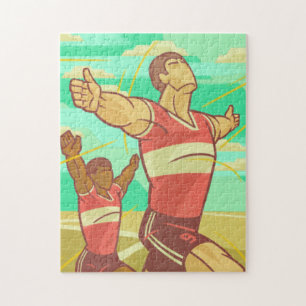 Puzzle Ilustracion deportivo estético Green Retro Soccer