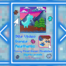 Ilustración divertida de un dinosaurio pixelado al