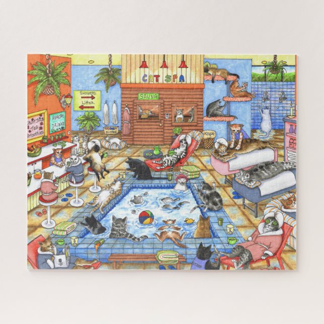 Puzzle ilustracion divertido Cat Spa 635 (Horizontal)