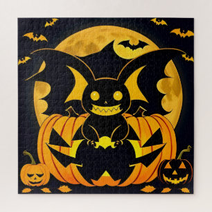 Puzzle Ilustración espeluznante de Halloween con calabaza