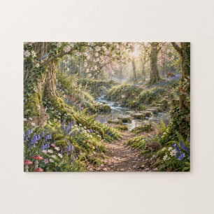 Puzzle Ilustración forestal de vida silvestre del arroyo