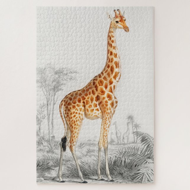 Puzzle Ilustracion Giraffe Impresión de arte vintage (Vertical)