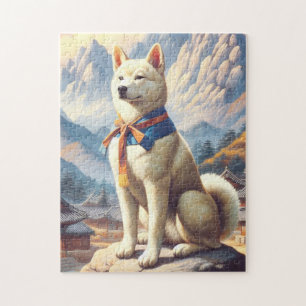 Puzzle Ilustracion Jindo coreano vintage