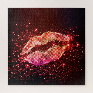 Puzzle Ilustracion Lip Editable: Diseño Gráfico Simple
