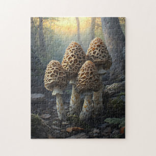 Puzzle Ilustracion Morel Fungus Mushrooms