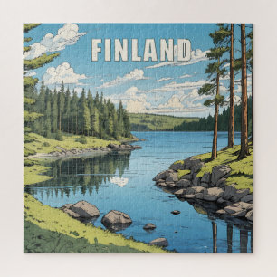 Puzzle Ilustracion Natural de Finlandia