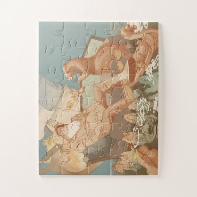 Puzzle Ilustracion náutico de barco que quema el viejo ho (Vertical)