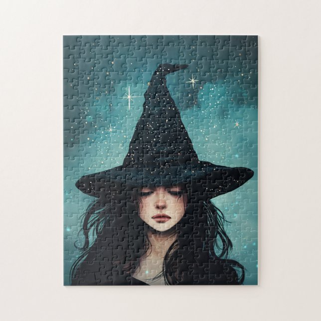 Puzzle Ilustracion nocturno de Brujas Starry (Vertical)