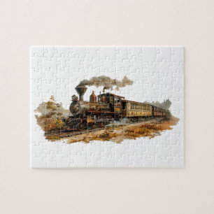 Puzzle Ilustracion paisajístico del tren de vapor de époc