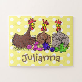 Puzzle Ilustracion personalizado de pollos de punto diver