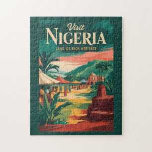 Puzzle Ilustración Pintura Viajes Vintage Nigeria