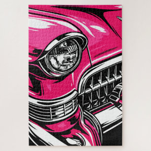 Puzzle Ilustración Pop Art de Frente de Coche Clásico Ret