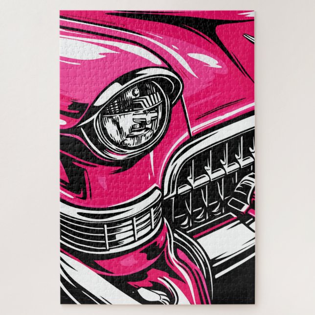 Puzzle Ilustración Pop Art de Frente de Coche Clásico Ret (Vertical)