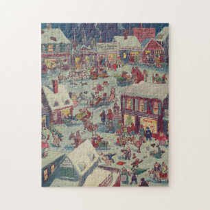 Puzzle Ilustracion popular de la ciudad de Navidad vintag