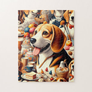 Puzzle Ilustracion Retro Cute Beagle