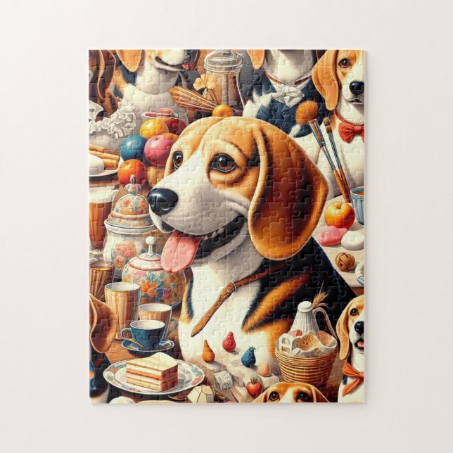 Puzzle Ilustracion Retro Cute Beagle (Vertical)