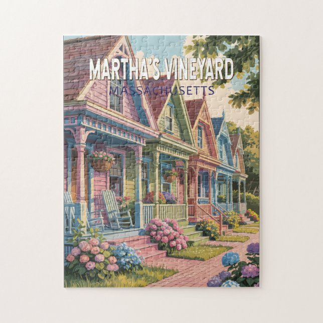 Puzzle Ilustración retro de Martha's Vineyard Massachuset (Vertical)