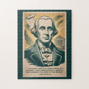 Puzzle Ilustración retro del cuarto presidente James Madi