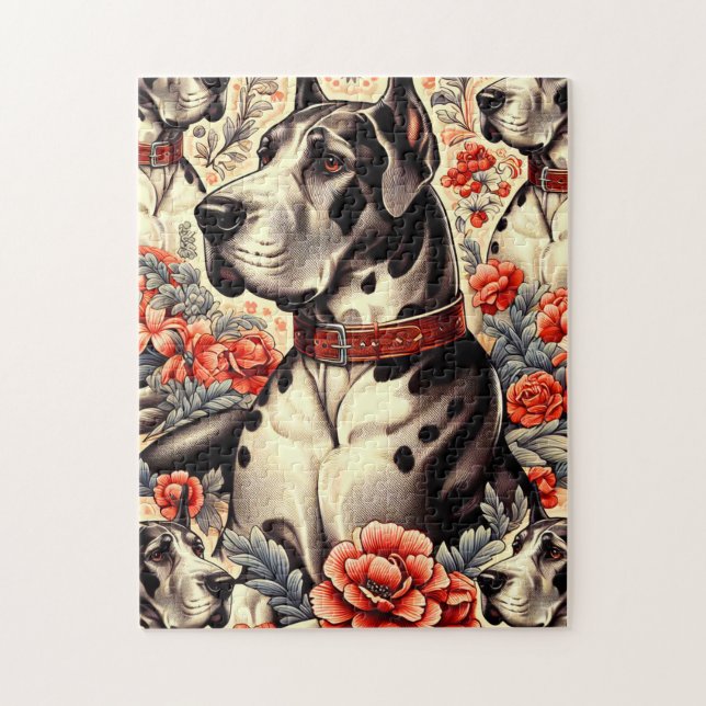 Puzzle Ilustracion Retro Great Dane (Vertical)