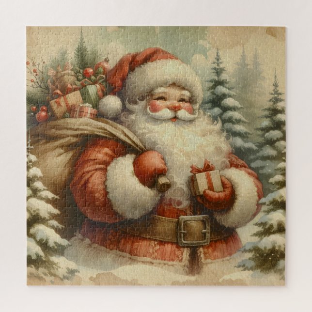 Puzzle Ilustracion Retro Santa Claus (Vertical)
